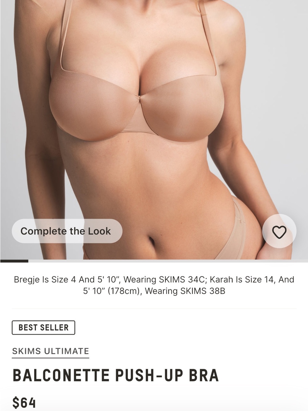SKIMS Balconette Push-Up Bra in Clay